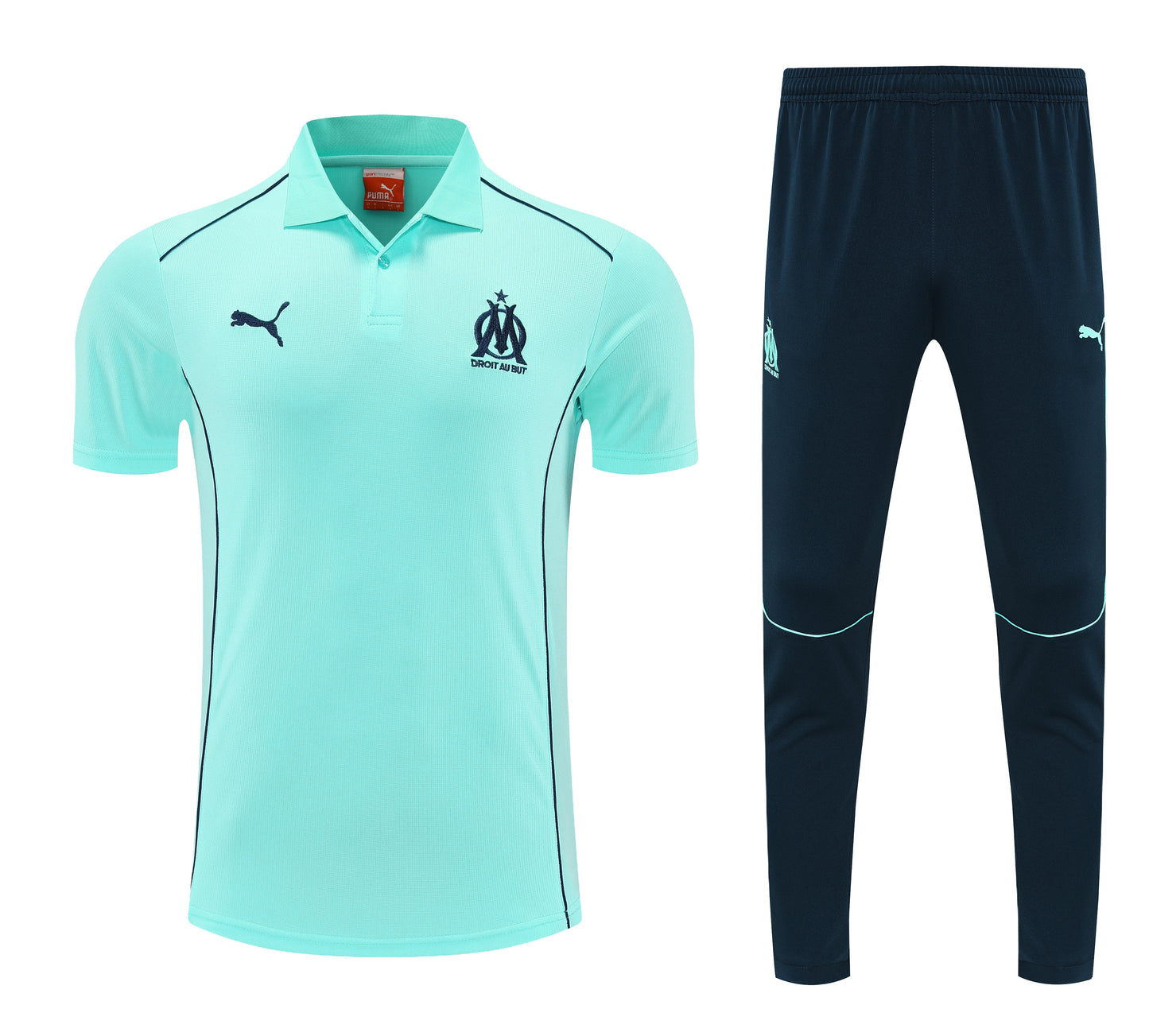 Ensemble Polo bleu turquoise Olympique de Marseille 2025-2026