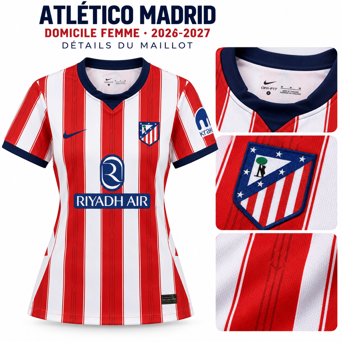 Détails du maillot Atlético Madrid domicile femme 2026-2027