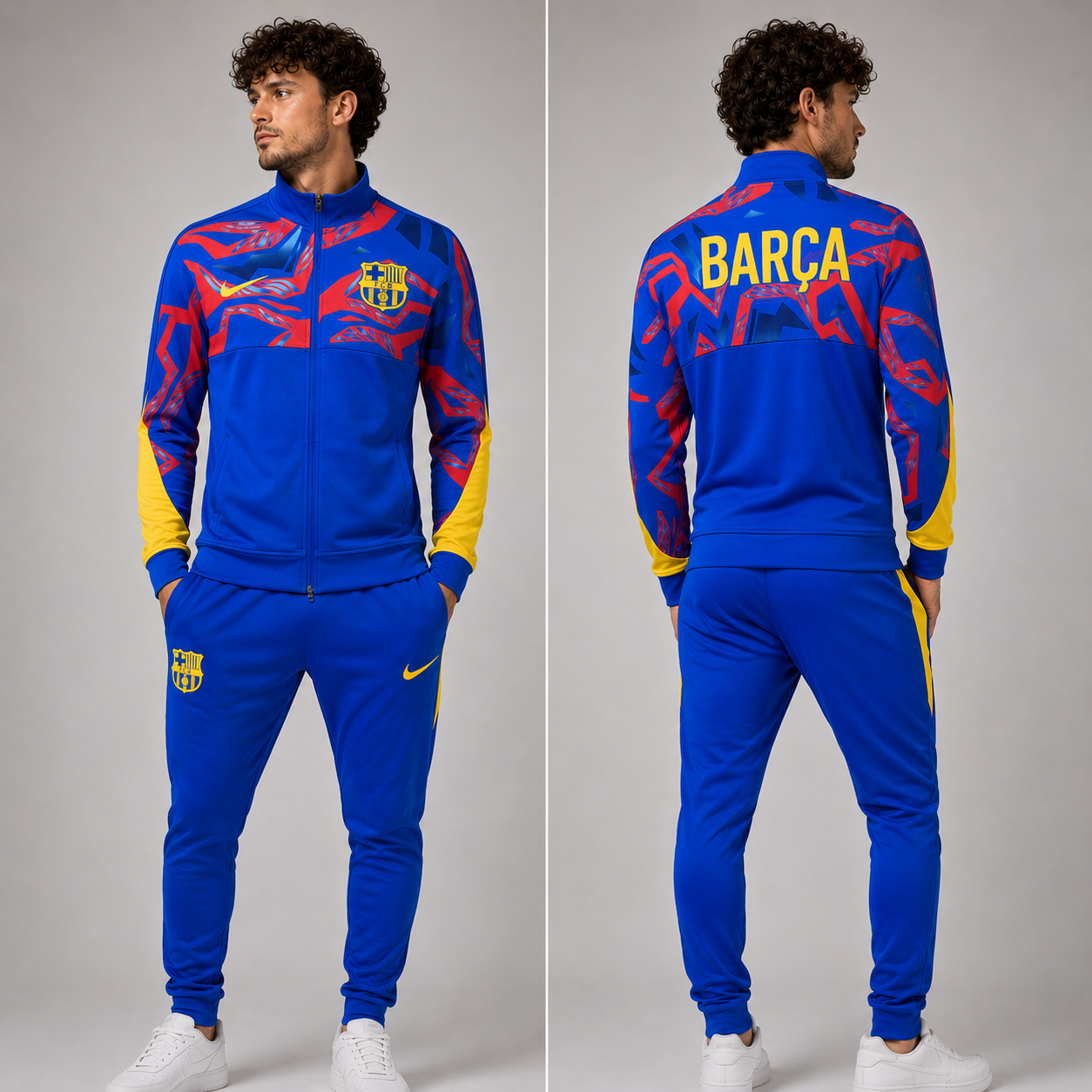 Ensemble Survêtement FC Barcelone Bleu Royal Jaune Homme – Training Suit Barça 2026/2027