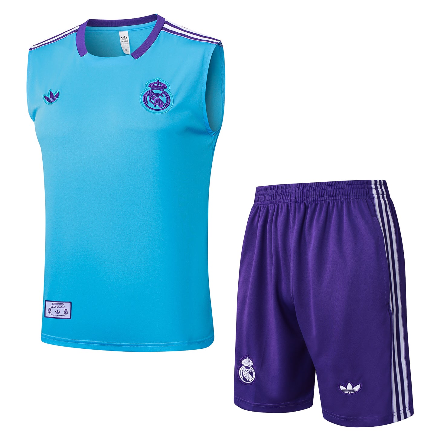 Ensemble débardeur + short bleu turquoise Real Madrid 2025-2026