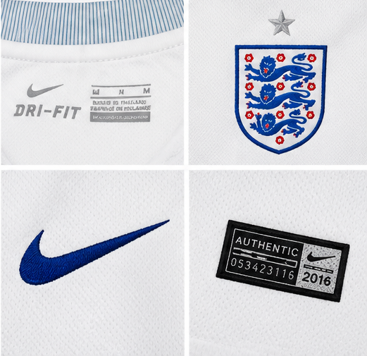 Maillot Angleterre domicile 2016 rétro manches courtes detail
