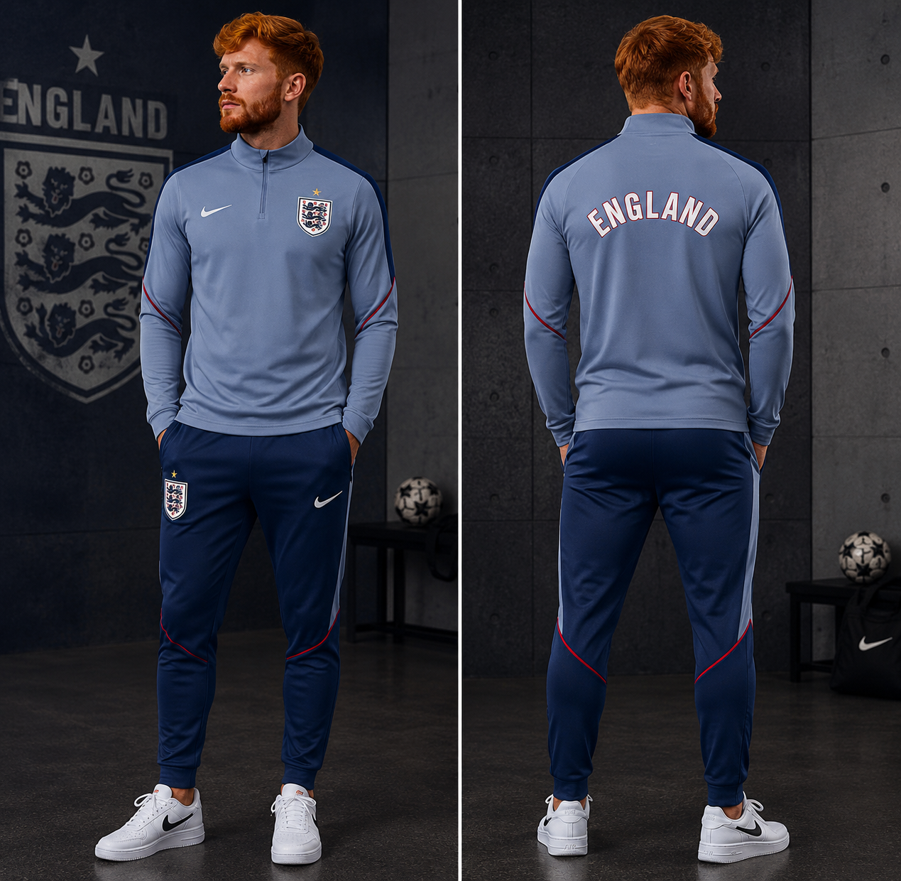 Survêtement Angleterre Gris & Bleu 2026/2027 – Ensemble Training Football Premium Homme