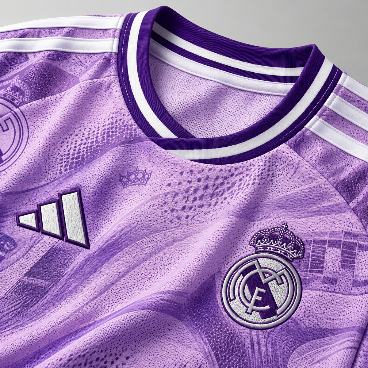 Real Madrid Special Edition Purple 2026-2027 détail tissu et écusson