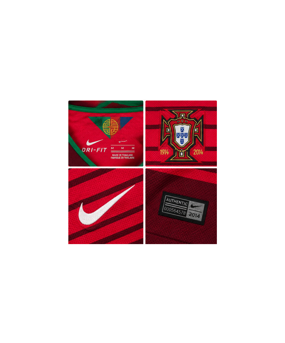 Portugal 2014 maillot domicile rétro manches longues detail