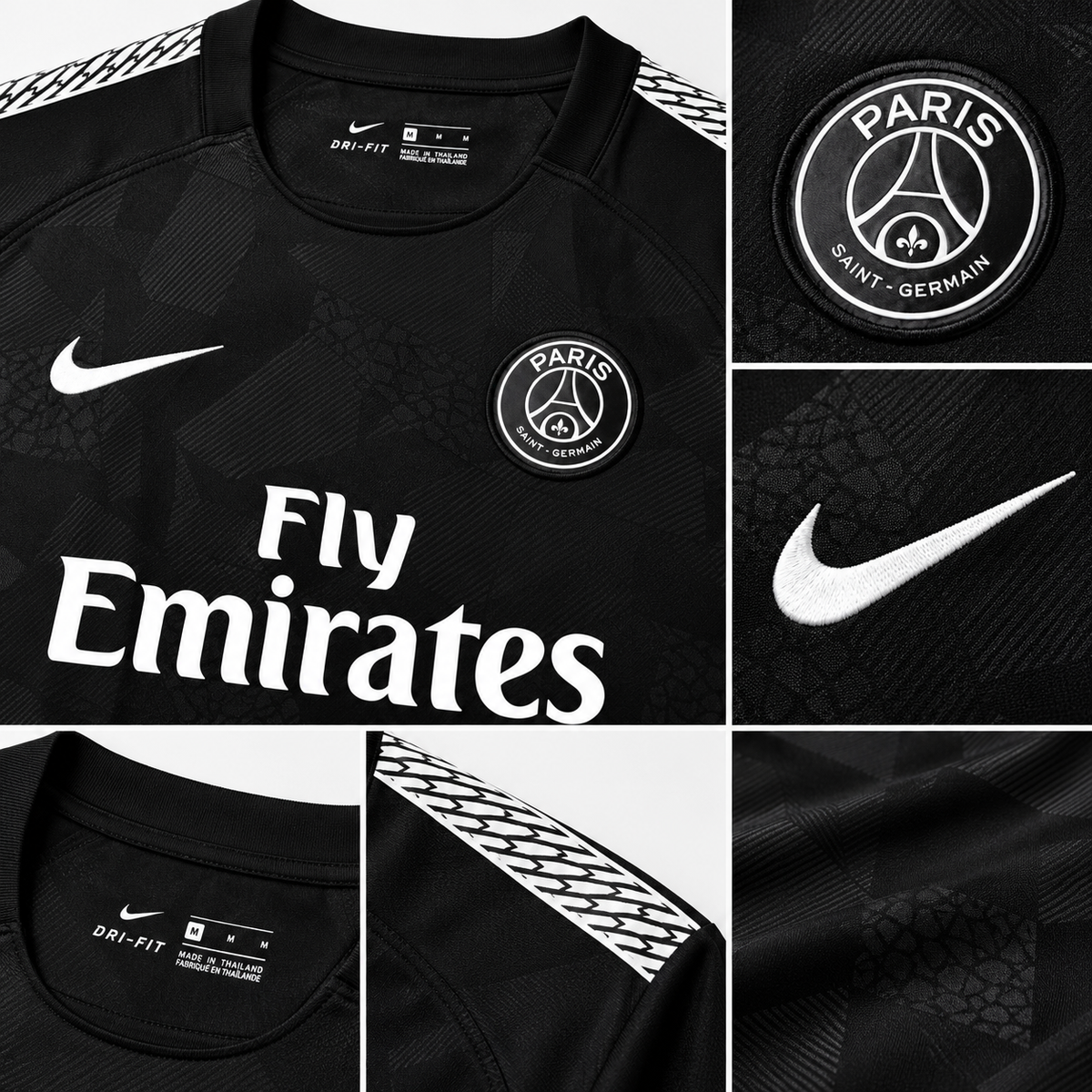 Maillot PSG Third noir rétro 2017/18 detail