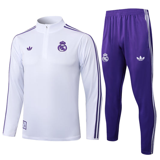 Survetement blanc/violet Real Madrid 2025-2026