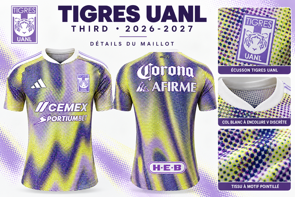 Maillot Tigres UANL third homme 2026-2027 — détails