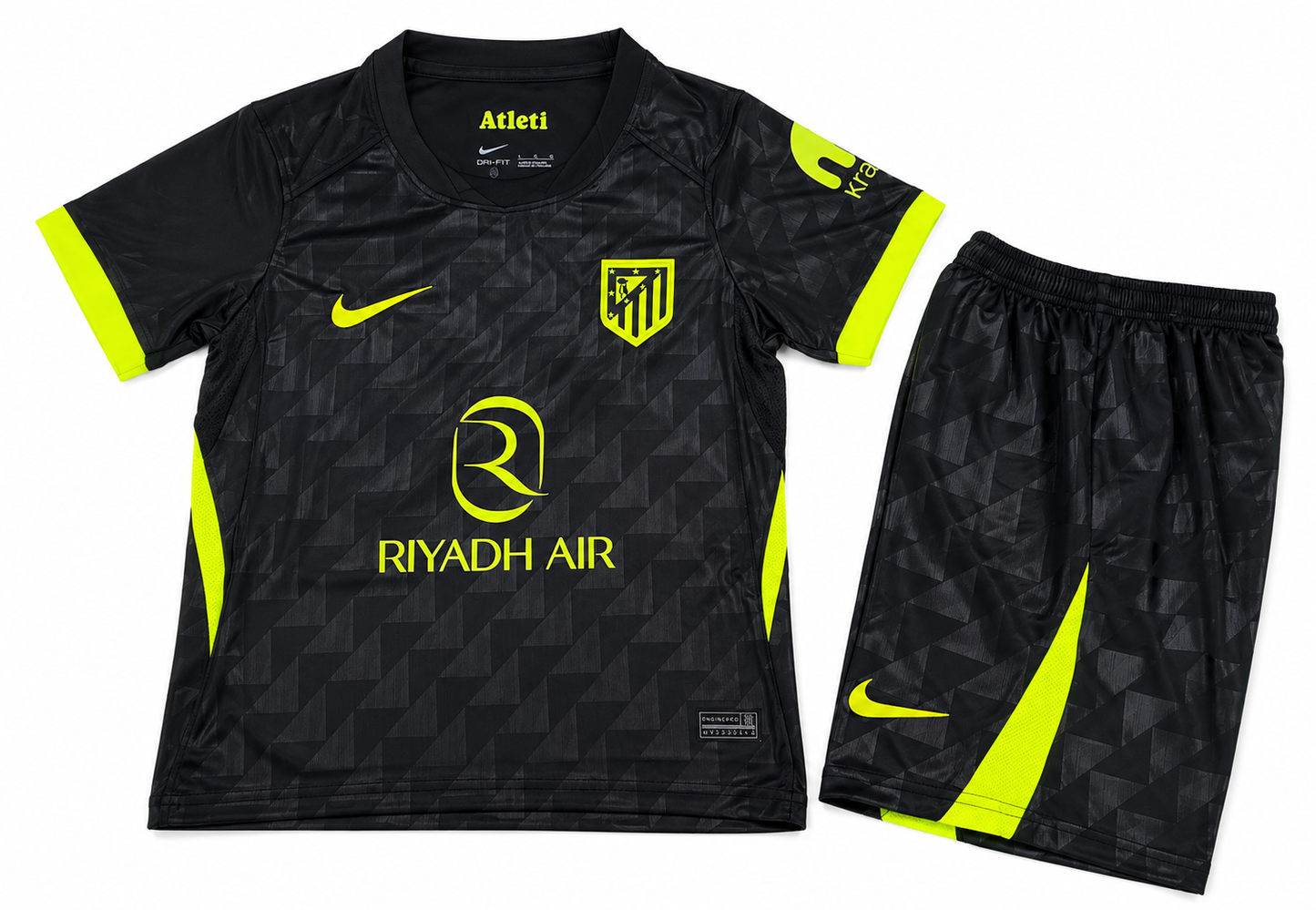 Maillot Atlético Madrid Extérieur 2026-2027 Homme et enfant  – Noir et Jaune Fluo