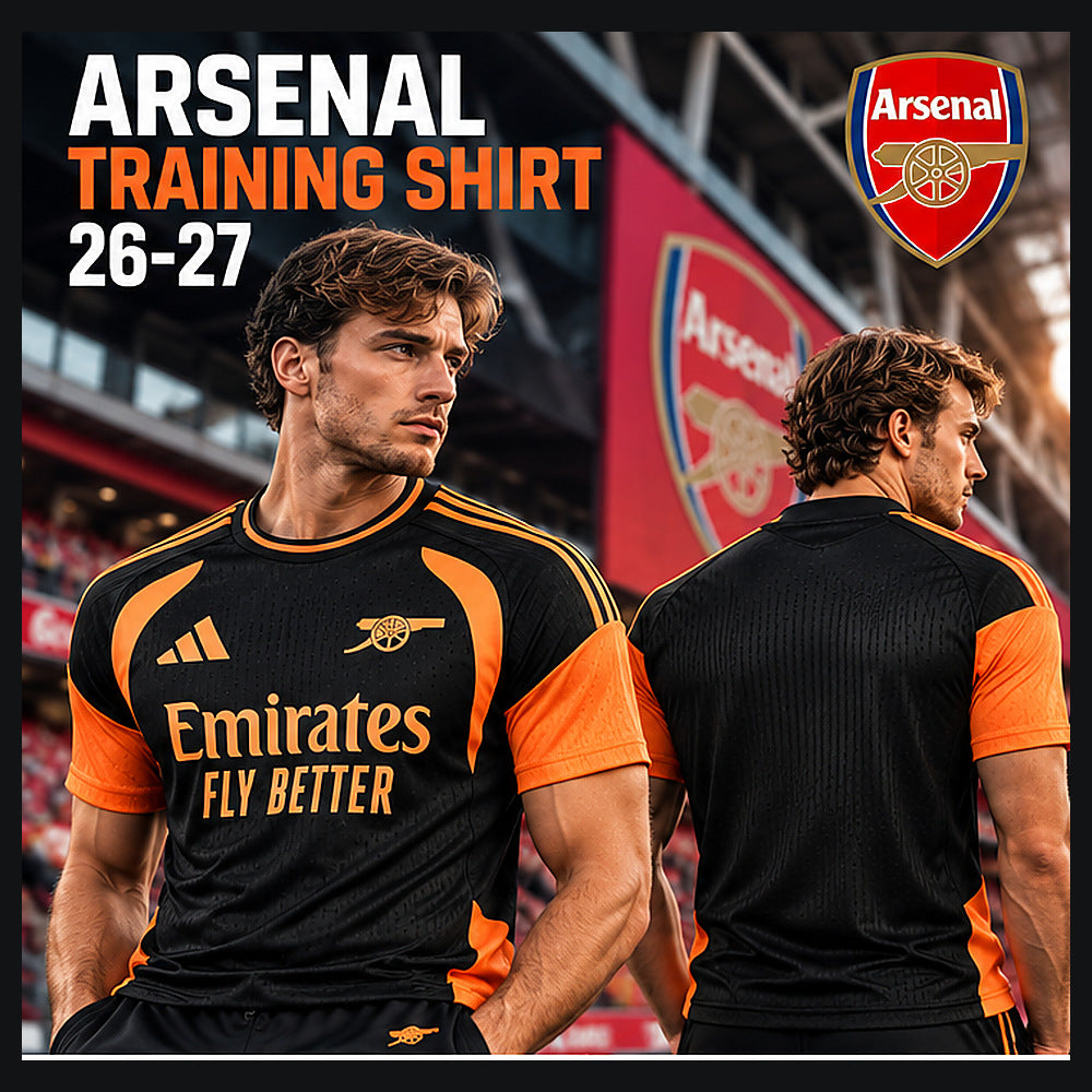 Arsenal training 2026-2027 noir orange affiche premium mannequin face et dos