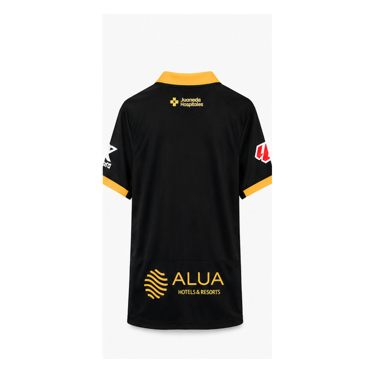 Maillot extérieur RCD Majorque 2026-2027 noir et jaune, vue de dos sur fond blanc