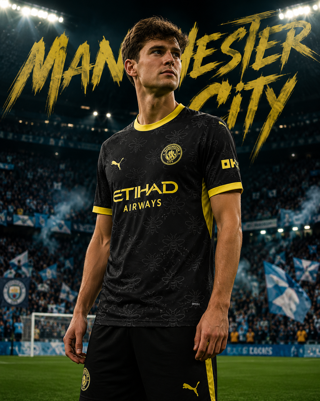 Maillot Extérieur Manchester City 2026-2027 Noir & Jaune