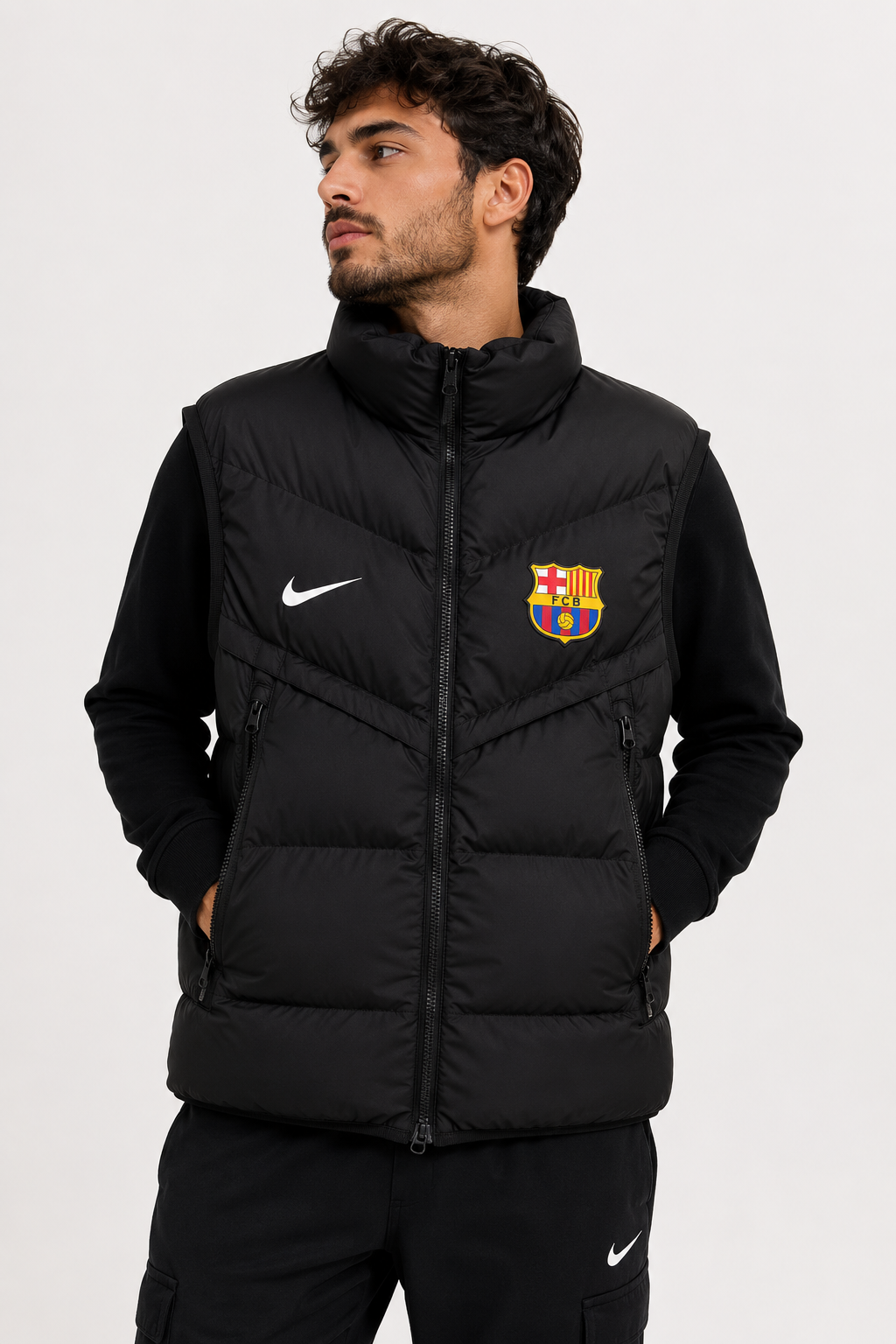 Doudoune Sans Manches FC Barcelona Noir Homme – Gilet Matelassé Barça Nike Hiver 2026 | FIFAFOOT