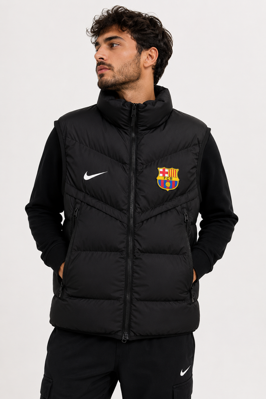 Doudoune Sans Manches FC Barcelona Noir Homme – Gilet Matelassé Barça Nike Hiver 2026 | FIFAFOOT
