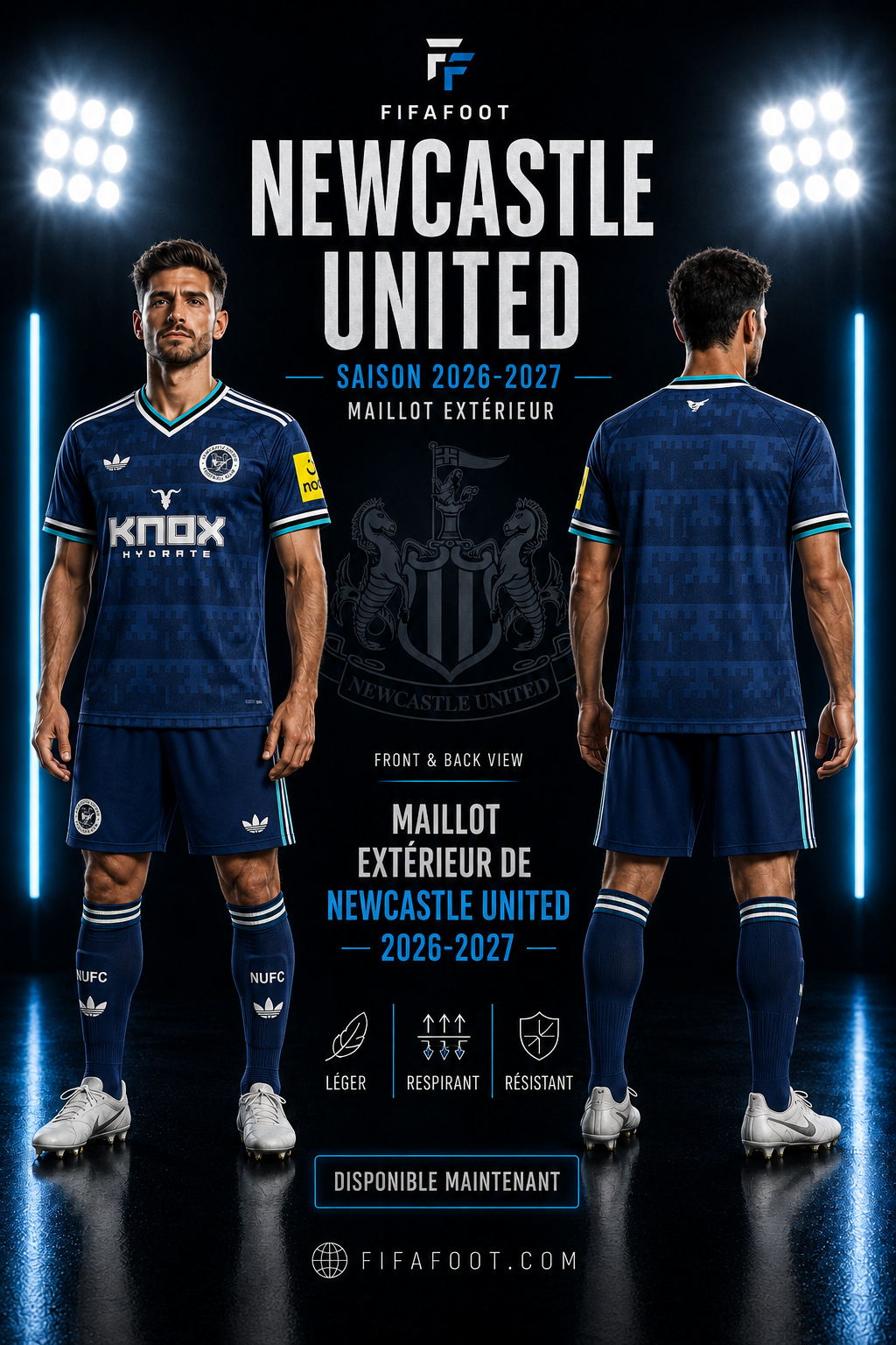 Maillot Newcastle United Extérieur 2026-2027 – Bleu Marine & Turquoise
