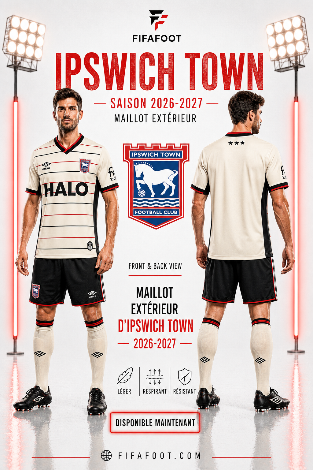 Maillot Extérieur Ipswich Town 2026-2027 – Away Football Shirt Beige