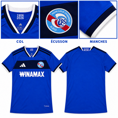Maillot 2026-2027 – détails du col, de l’écusson et des manches