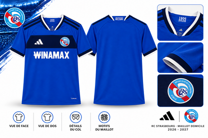Maillot 2026-2027 – vue de face, de dos et détails