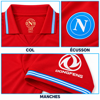 NAPLES · MAILLOT THIRD 2026-2027 — détails du col, de l’écusson et des manches