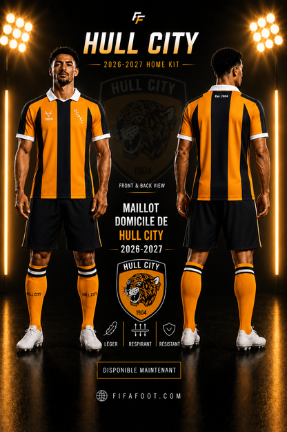 Maillot Hull City Domicile 2026-2027 – Orange & Noir — affiche-corrigee