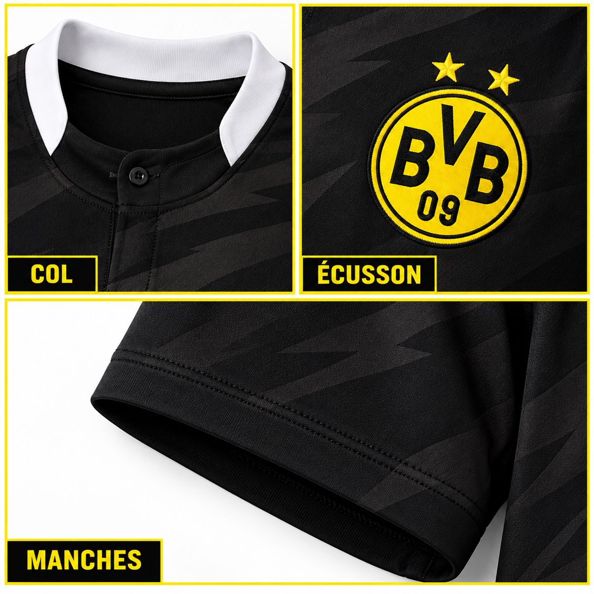 Maillot Borussia Dortmund Extérieur 2026-2027 – Noir & Jaune — details