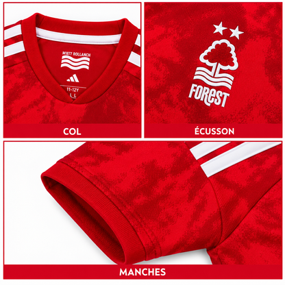 Maillot Nottingham Forest Domicile 2026-2027 – Rouge & Blanc — details