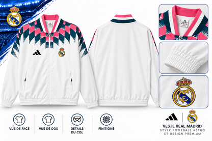 Veste Real Madrid – Style football rétro et design premium — synthese