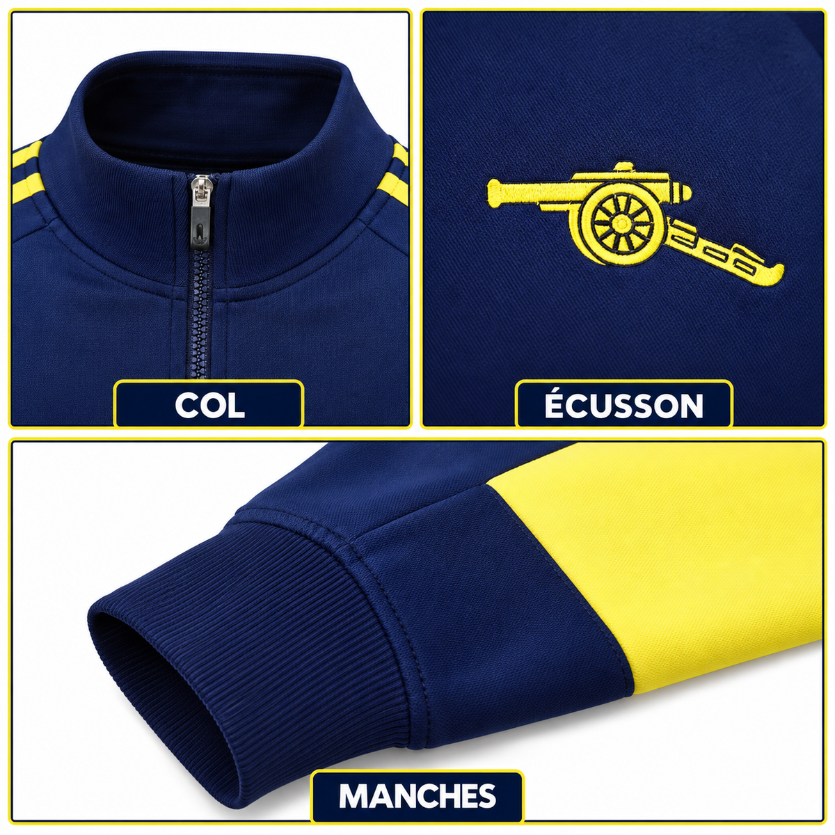 Survêtement Arsenal Bleu & Jaune 2026-2027 – Ensemble Football Homme — details