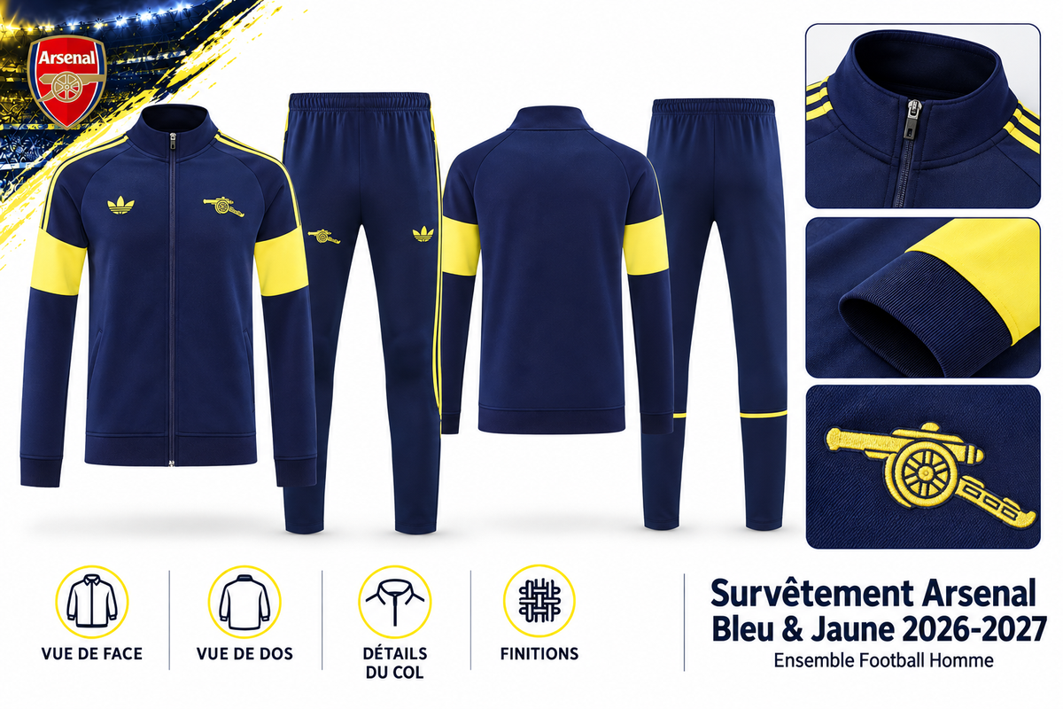 Survêtement Arsenal Bleu & Jaune 2026-2027 – Ensemble Football Homme — synthese
