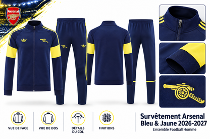 Survêtement Arsenal Bleu & Jaune 2026-2027 – Ensemble Football Homme — synthese