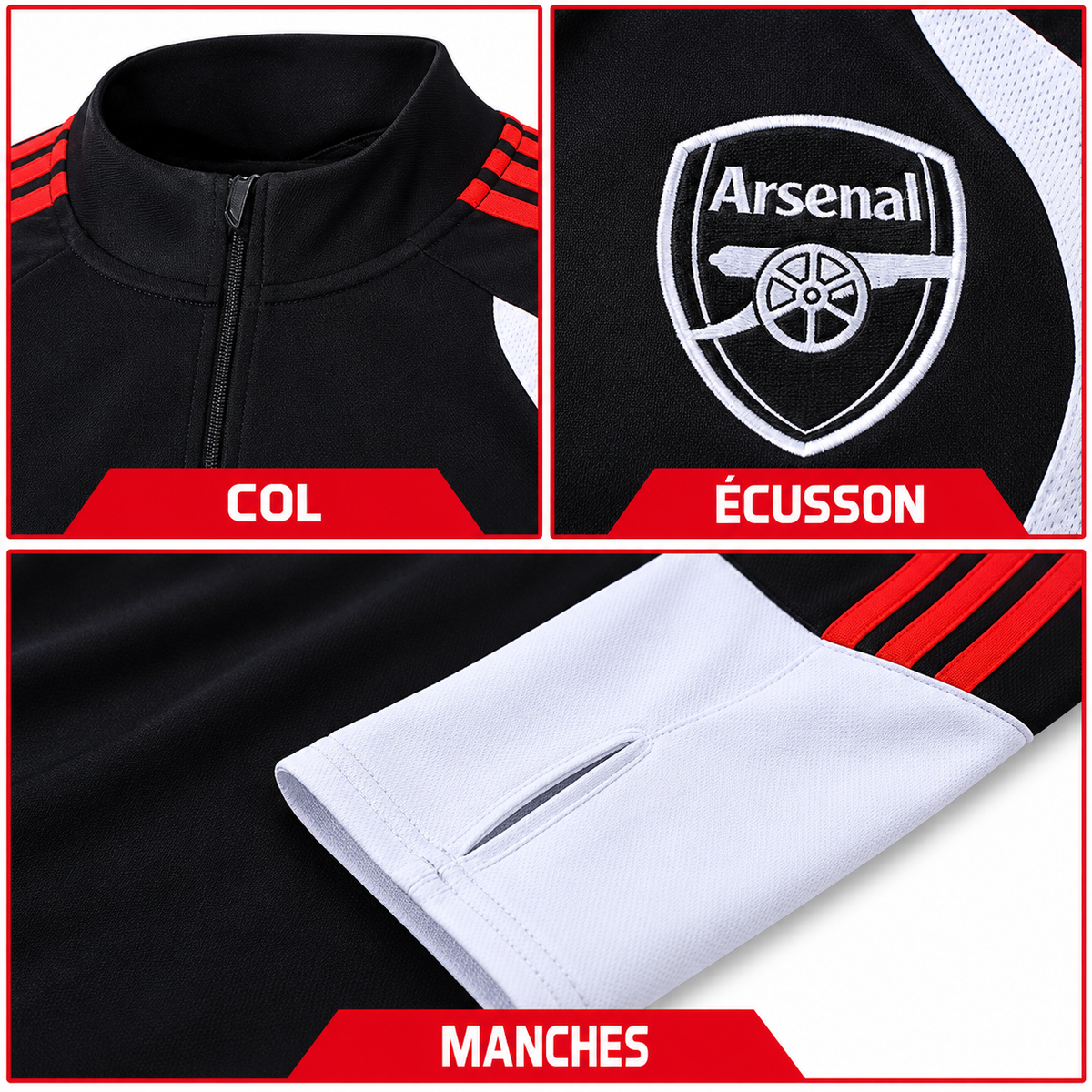 Survêtement Arsenal noir rouge blanc 2026-2027 — details