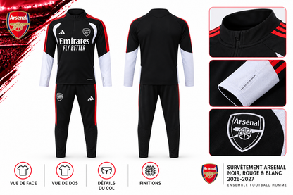 Survêtement Arsenal noir rouge blanc 2026-2027 — synthese