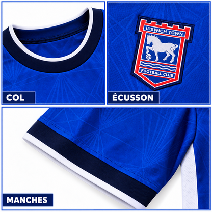 Maillot Ipswich domicile 2026-2027 — détails du col, écusson et manches