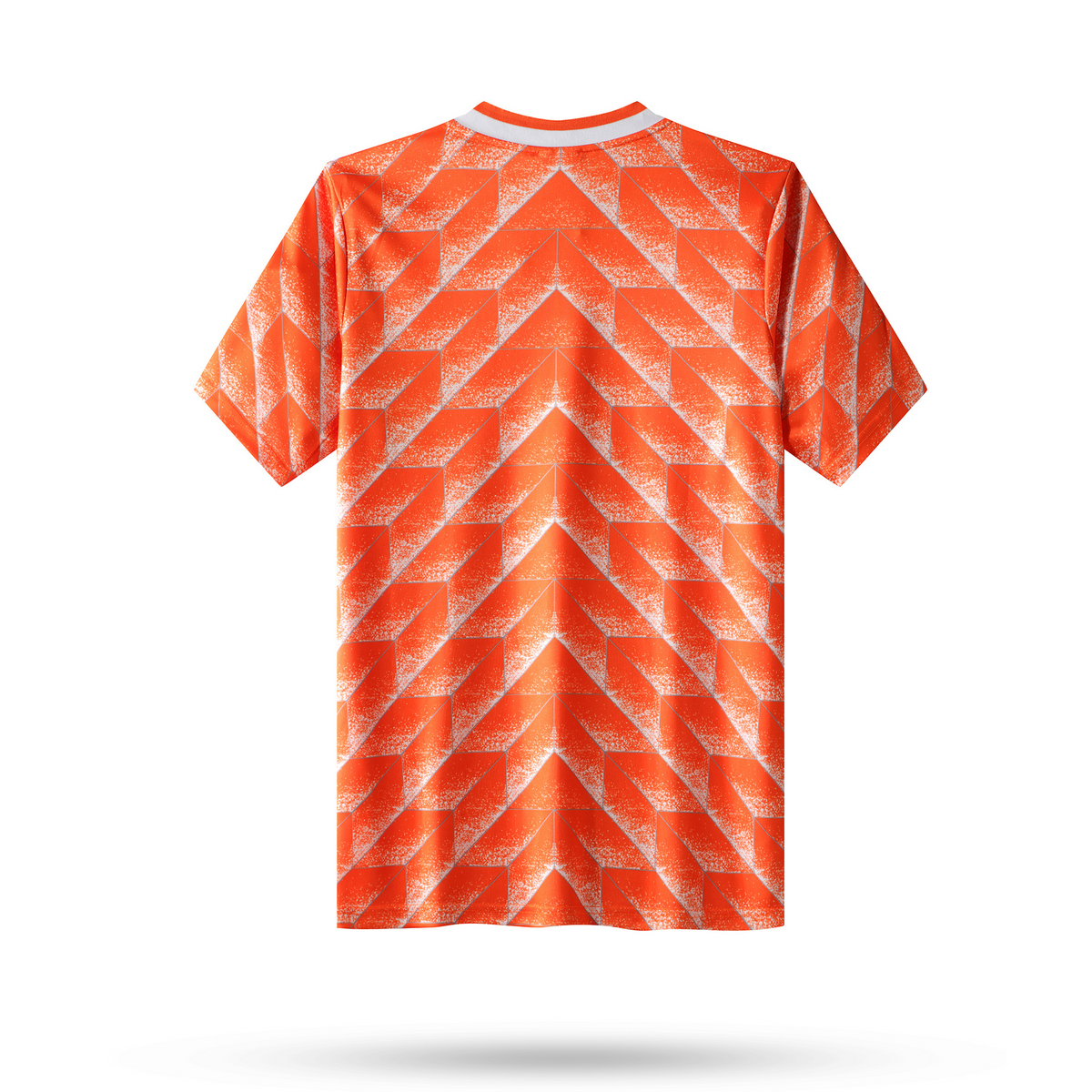 Vue arrière du maillot rétro domicile des Pays-Bas 1988 orange sur fond blanc