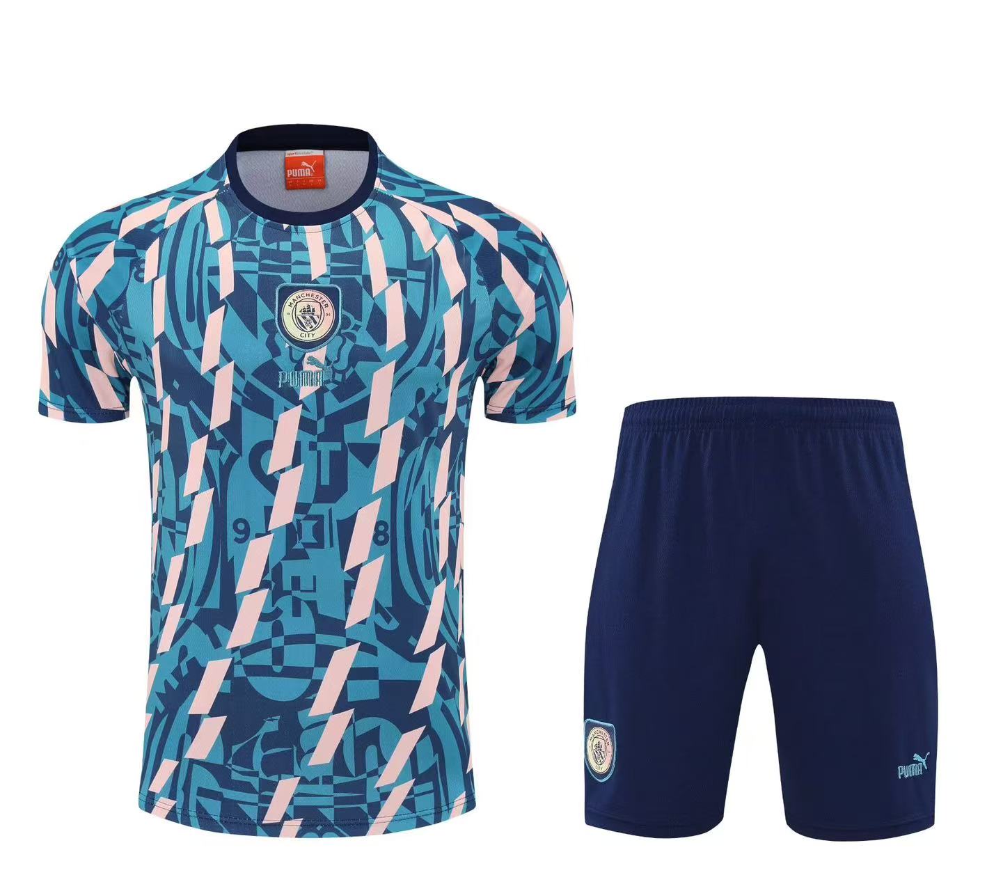 Ensemble bleu camo T-shirt + short Manchester City 2025-2026