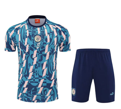 Ensemble bleu camo T-shirt + short Manchester City 2025-2026