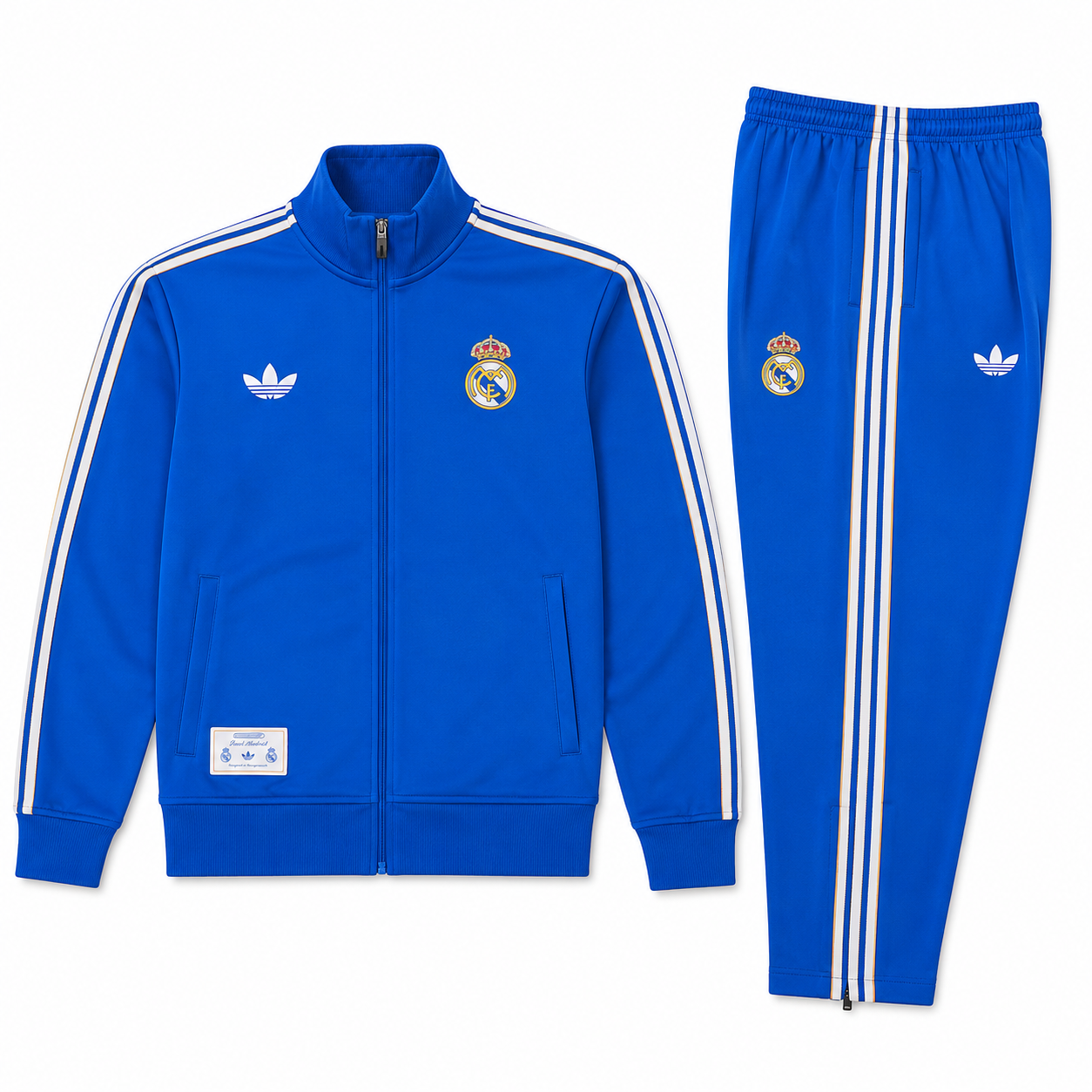 Ensemble Survêtement Real Madrid Bleu 2026/2027 – Tracksuit Football Homme Premium | Veste Zippée & Pantalon Slim Fit