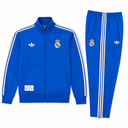 Ensemble Survêtement Real Madrid Bleu 2026/2027 – Tracksuit Football Homme Premium | Veste Zippée & Pantalon Slim Fit
