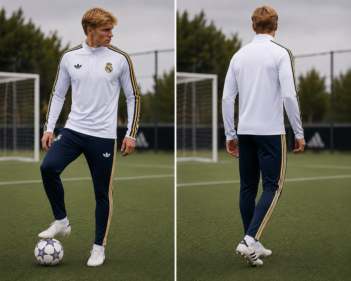 Ensemble Training Real Madrid Blanc & Bleu 2026/2027 – Survêtement Football Homme Adidas Premium | Haut Zippé & Pantalon Ajusté