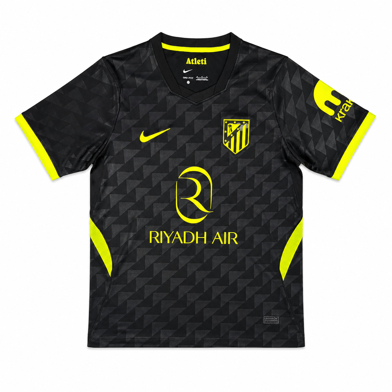 Maillot Atlético Madrid Extérieur 2026-2027 Homme et enfant  – Noir et Jaune Fluo