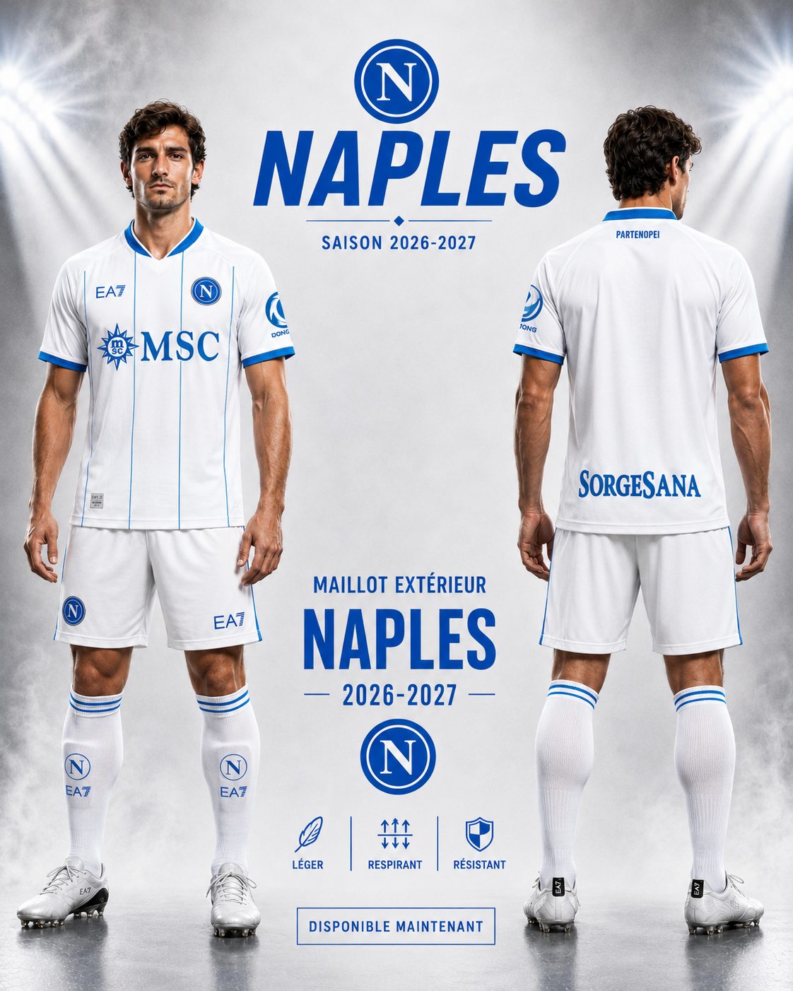 Maillot Extérieur Naples 2026-2027 Blanc & Bleu – SSC Napoli