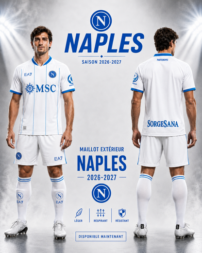 Maillot Extérieur Naples 2026-2027 Blanc & Bleu – SSC Napoli