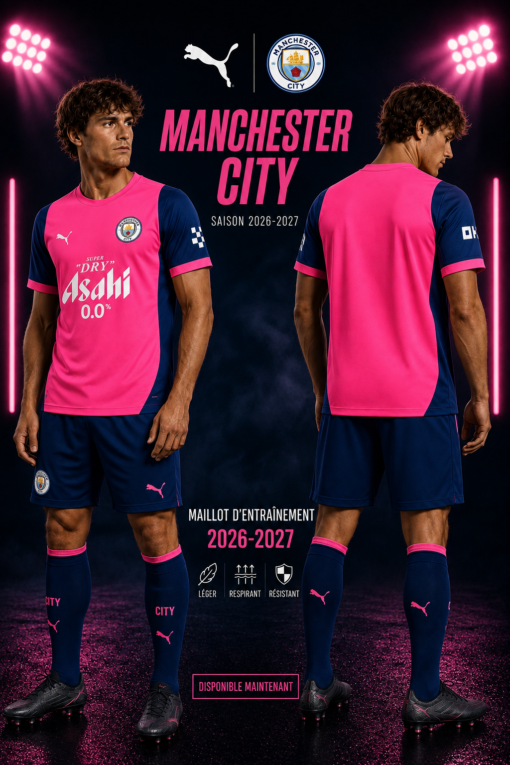 Maillot Entraînement Manchester City 2026-2027 – Rose & Bleu Marine