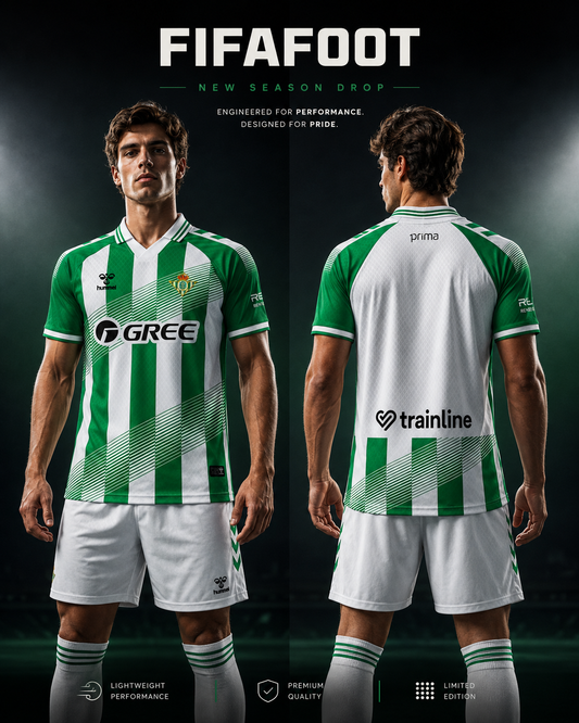 Maillot Real Betis 2026-2027 Domicile Vert Blanc – Tenue Football Enfant & Adulte | Disponible du 4 Ans au 4XL
