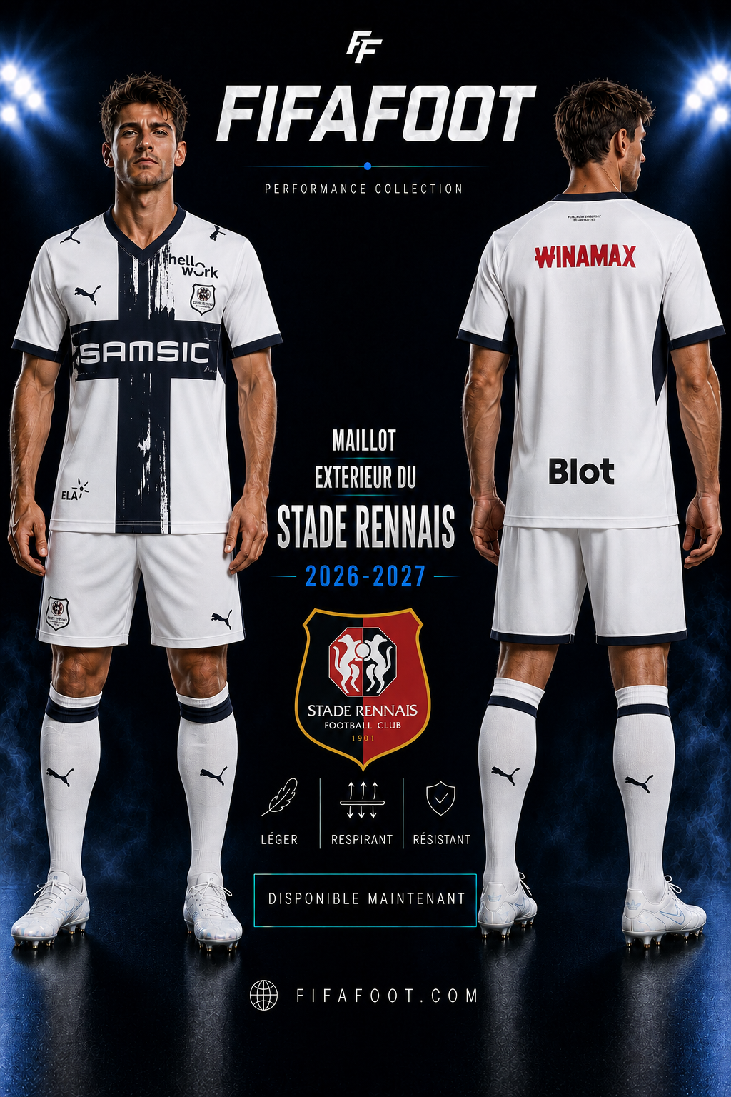 Maillot Stade Rennais Extérieur 2026-2027 Blanc Noir – Jersey Football SRFC Away