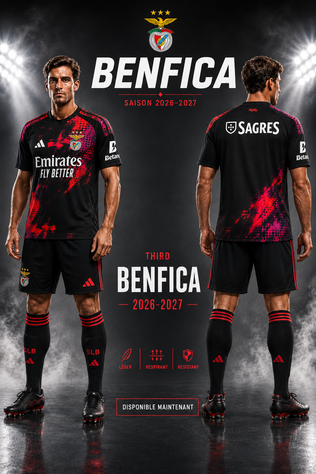 Maillot Third Benfica 2026-2027 Noir Rouge – Tenue Football