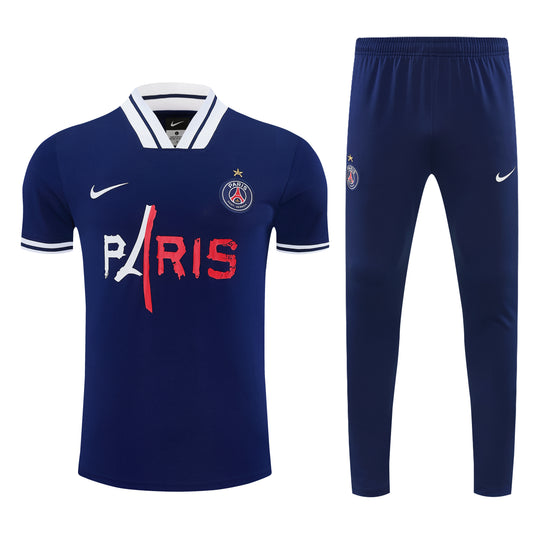 Ensemble 2026-2027 PSG Homme Bleu Marine – T-Shirt Paris + Pantalon Jogging | Survêtement Football Lifestyle 2026-2027