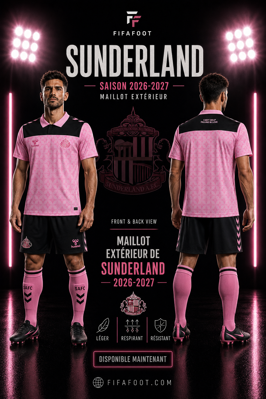 Maillot Sunderland Extérieur 2026-2027 – Rose & Noir