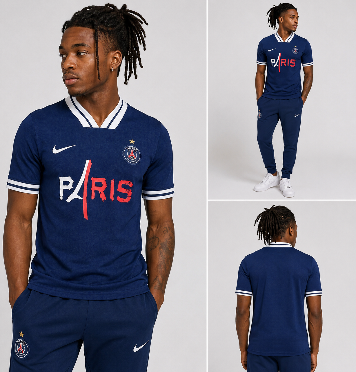 Ensemble 2026-2027 PSG Homme Bleu Marine – T-Shirt Paris + Pantalon Jogging | Survêtement Football Lifestyle 2026-2027