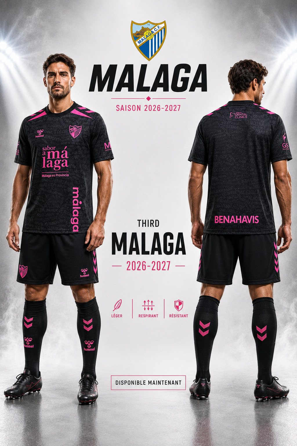 Maillot Málaga CF Third 2026-2027 – Noir et Rose