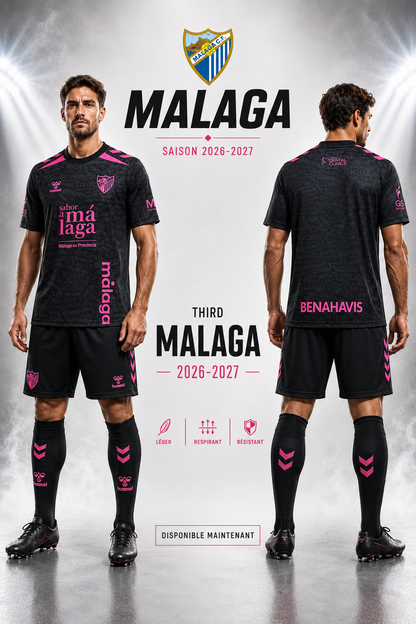 Maillot Málaga CF Third 2026-2027 – Noir et Rose
